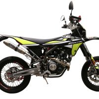 Exhaust compatible with Fantic Motor XEF 125 2021-2023, Albus Evo4, Homologated legal slip-on exhaust including removable db killer and link pipe