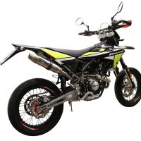 Exhaust compatible with Fantic Motor XEF 125 2021-2023, Albus Evo4, Homologated legal slip-on exhaust including removable db killer and link pipe