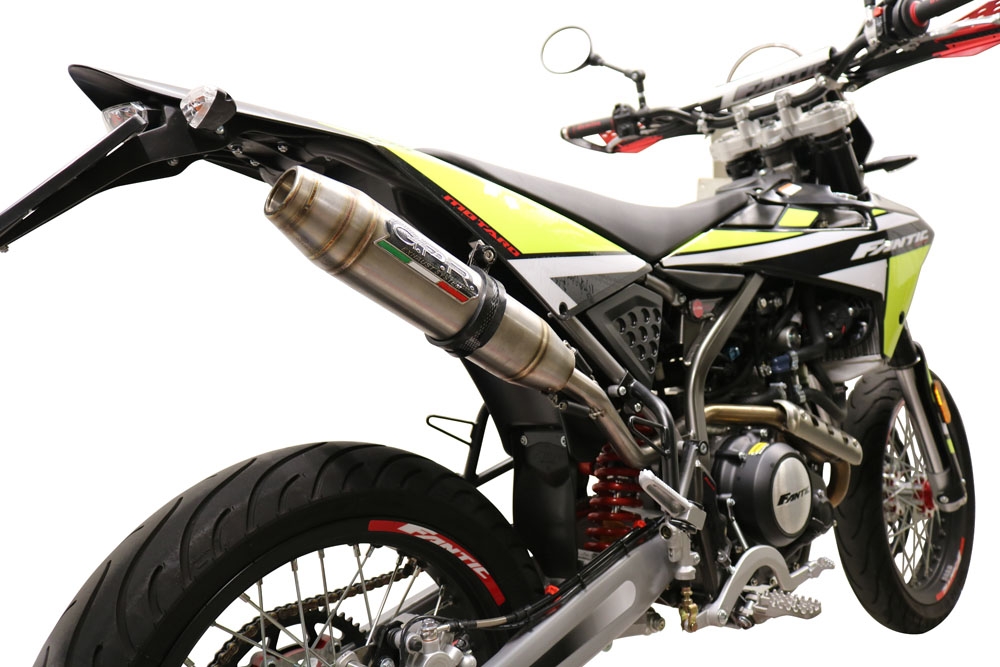 Exhaust compatible with Fantic Motor XEF 125 2021-2023, Albus Evo4, Homologated legal slip-on exhaust including removable db killer and link pipe