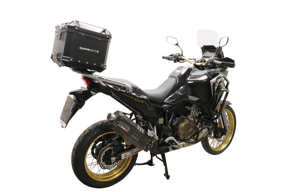 Top case GPR TECH  Honda Crf 1100 L Africa Twin 2020/2024 e5 Zwart Topcase din aluminiu, culoare neagră, cu placă specifică inclusă Capacitate 55 litri.