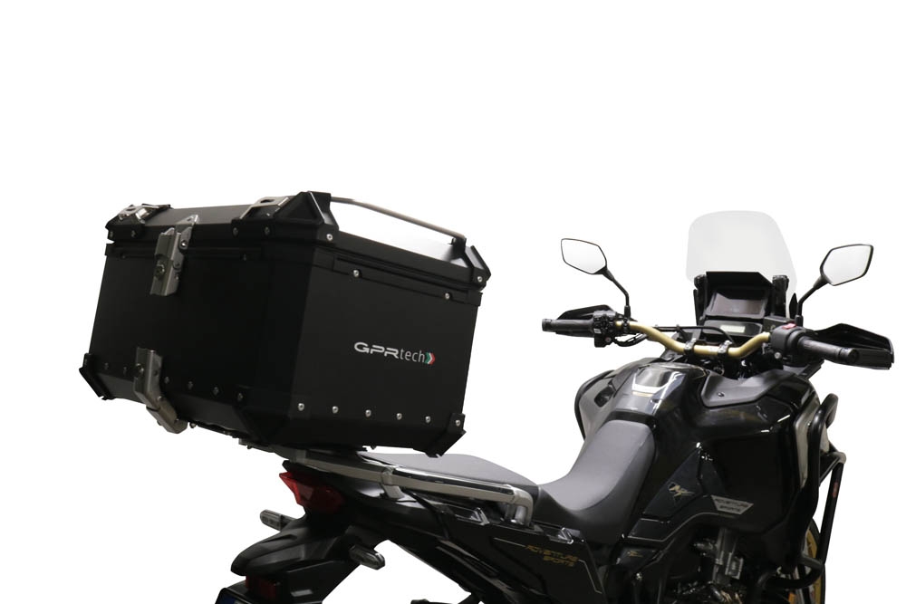 Top case GPR TECH  Honda Crf 1100 L Africa Twin 2020/2024 e5 Zwart Topcase din aluminiu, culoare neagră, cu placă specifică inclusă Capacitate 35 litri.