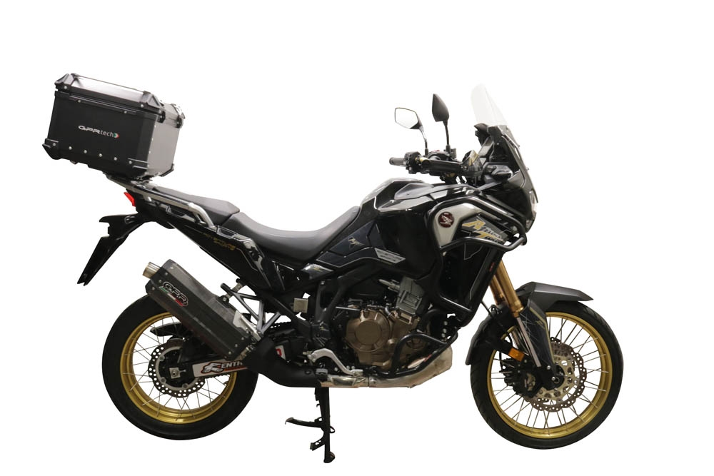 Top case GPR TECH  Honda Crf 1100 L Africa Twin 2020/2024 e5 Zwart Topcase din aluminiu, culoare neagră, cu placă specifică inclusă Capacitate 35 litri.