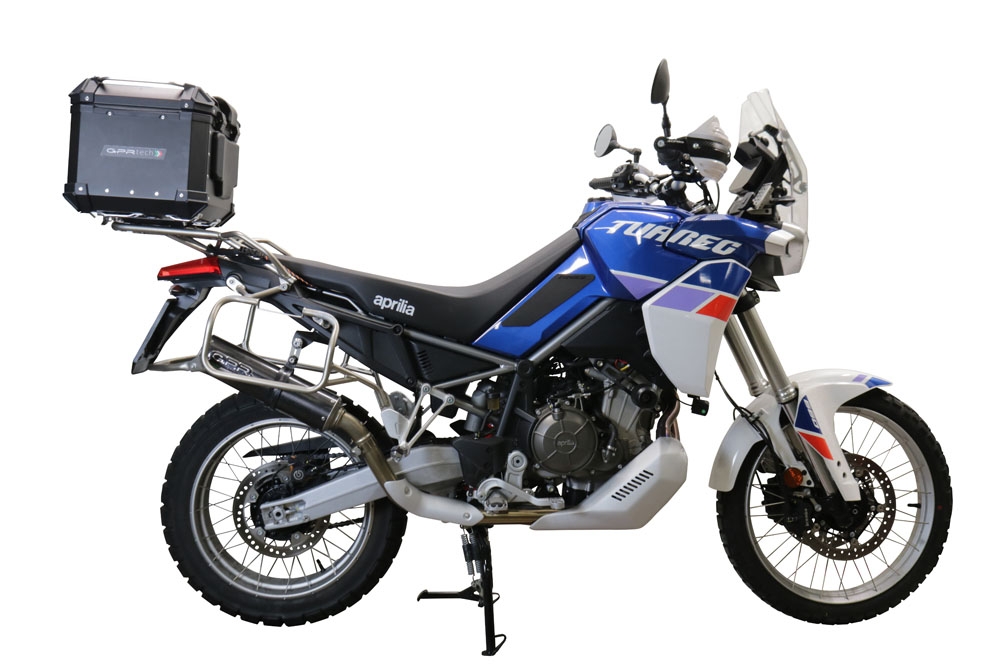 Top case GPR TECH  Aprilia Tuareg 660 2021/2024 e5 Zwart Topcase din aluminiu, culoare neagră, cu placă specifică inclusă Capacitate 35 litri.