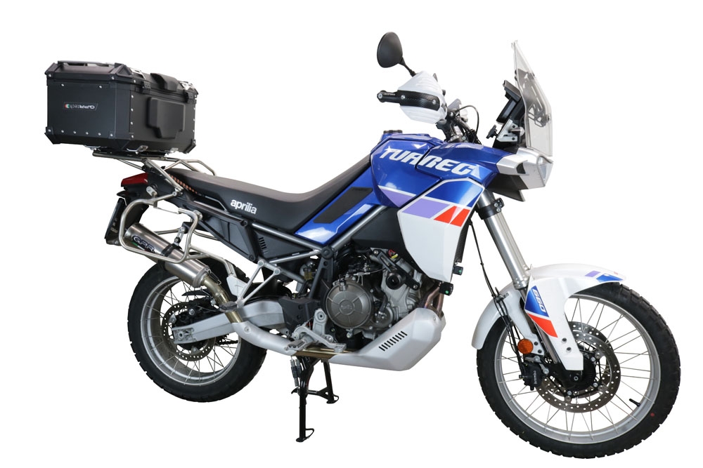 Top case GPR TECH  Aprilia Tuareg 660 2021/2024 e5 Zwart Topcase din aluminiu, culoare neagră, cu placă specifică inclusă Capacitate 55 litri.