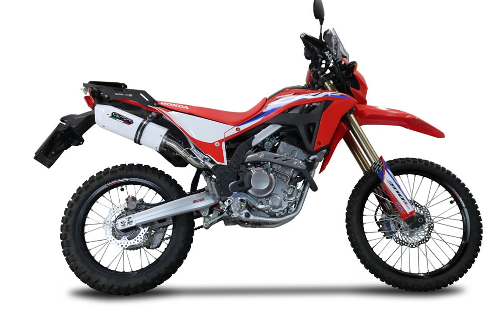 Exhaust compatible with Honda Crf 300 L - Rally 2021-2024, Albus Ceramic, Racing slip-on exhaust, including link pipe and removable db killer
