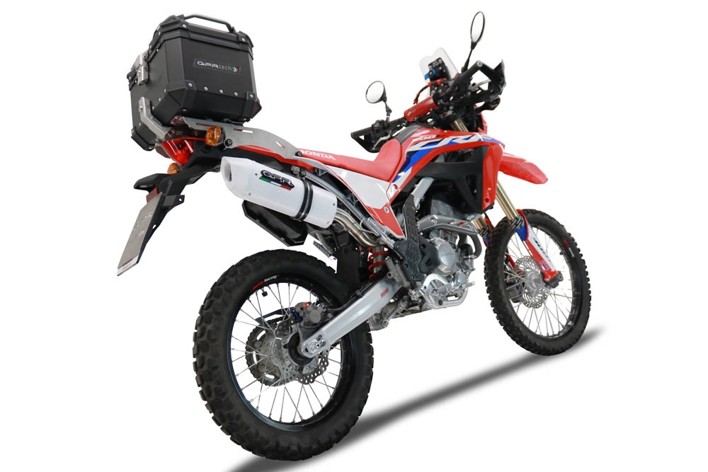 Exhaust compatible with Honda Crf 300 L - Rally 2021-2024, Albus Ceramic, Racing slip-on exhaust, including link pipe and removable db killer