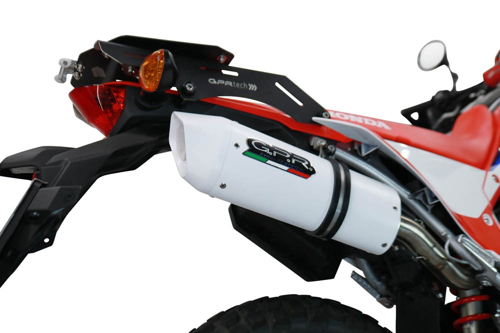 Exhaust compatible with Honda Crf 300 L - Rally 2021-2024, Albus Ceramic, Racing slip-on exhaust, including link pipe and removable db killer