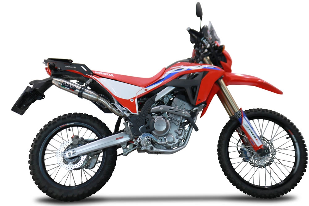 Exhaust compatible with Honda Crf 300 L - Rally 2021-2024, Deeptone Inox, Racing slip-on exhausts including link pipe and removable db killer