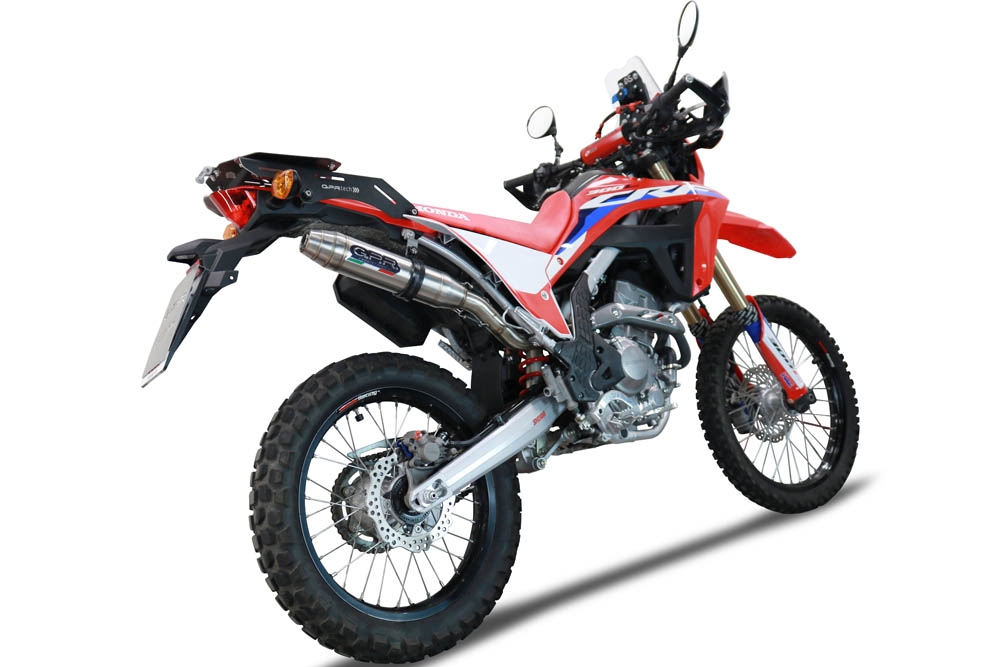 Exhaust compatible with Honda Crf 300 L - Rally 2021-2024, Deeptone Inox, Racing slip-on exhausts including link pipe and removable db killer