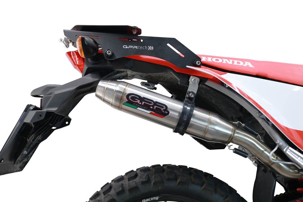 Exhaust compatible with Honda Crf 300 L - Rally 2021-2024, Deeptone Inox, Racing slip-on exhausts including link pipe and removable db killer
