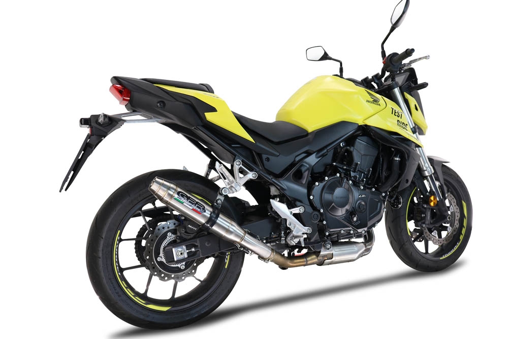 Exhaust compatible with Honda CB 750 Hornet 2023-2024, Deeptone Inox, Homologated legal slip-on exhaust including removable db killer and link pipe