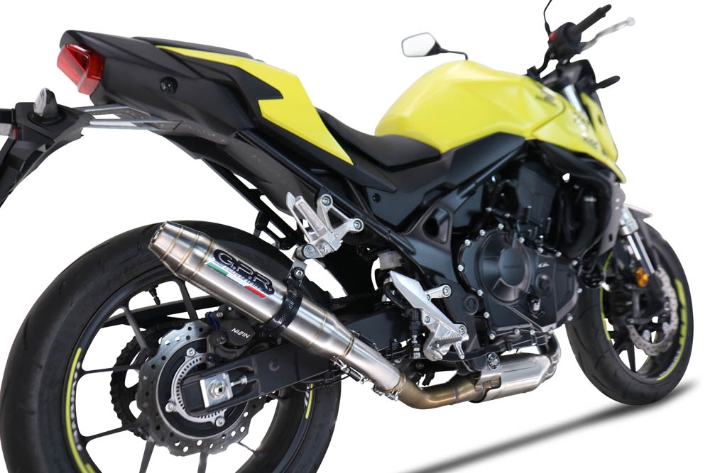 Exhaust compatible with Honda CB 750 Hornet 2023-2024, Deeptone Inox, Homologated legal slip-on exhaust including removable db killer and link pipe