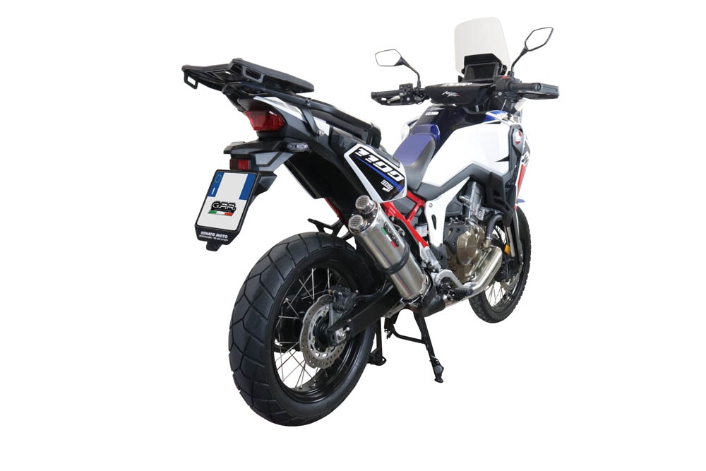 Esapament GPR compatibil cu Honda Crf 1000 L Africa Twin 2018 Evacuare slip-on omologata, inclusiv db killer detașabil și cot de legătură,Dual Inox