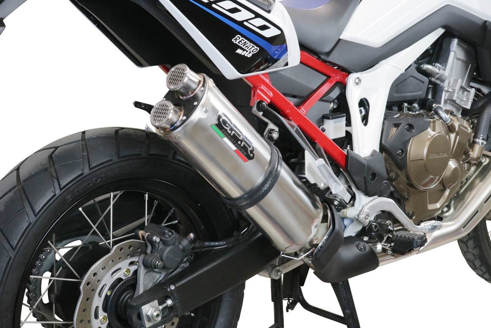 Esapament GPR compatibil cu Honda Crf 1000 L Africa Twin 2018 Evacuare slip-on omologata, inclusiv db killer detașabil și cot de legătură,Dual Inox