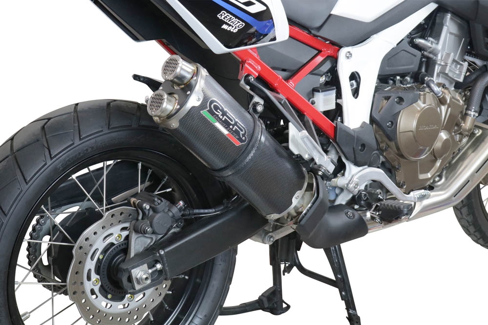 Esapament GPR compatibil cu Honda Crf 1100 L Africa Twin 2020 Evacuare slip-on omologata, inclusiv db killer detașabil și cot de legătură,Dual Poppy