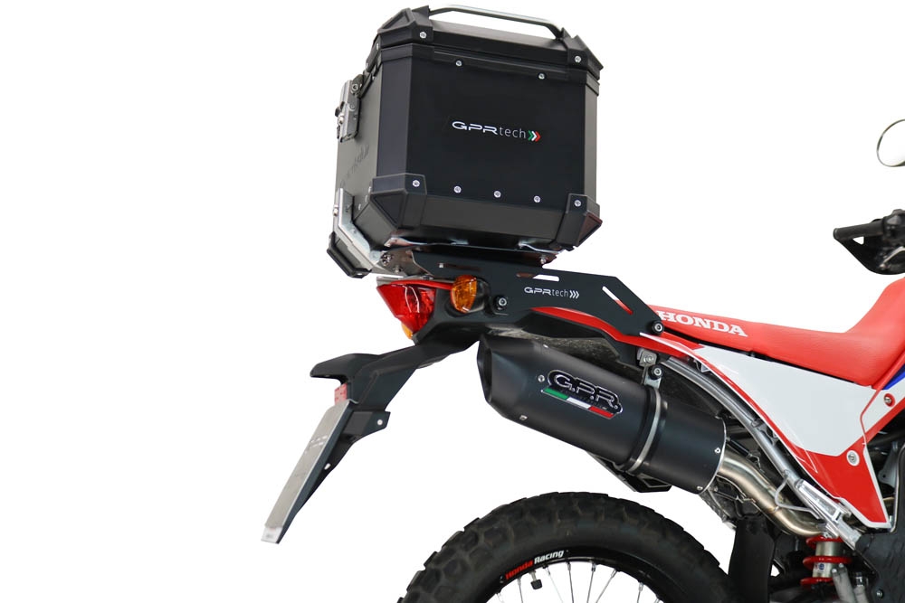 Top case GPR TECH  Honda Crf 300 L / Rally 2021/2024 e5 Zwart Topcase din aluminiu, culoare neagră, inclusiv portbagaj și placă specifică Capacitate 26 litri.