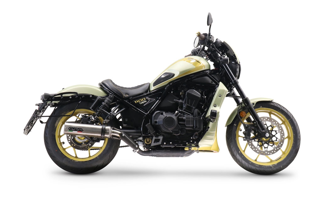 Esapament GPR compatibil cu Honda Cmx 1100 Rebel 2021 Evacuare slip-on omologata, inclusiv db killer detașabil și cot de legătură,M3 Inox 