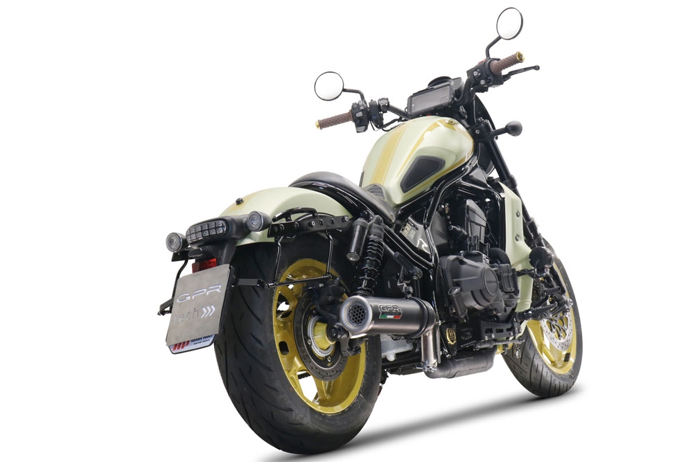 Esapament GPR compatibil cu Honda Cmx 1100 Rebel 2021 Evacuare slip-on omologata, inclusiv db killer detașabil și cot de legătură,M3 Black Titanium