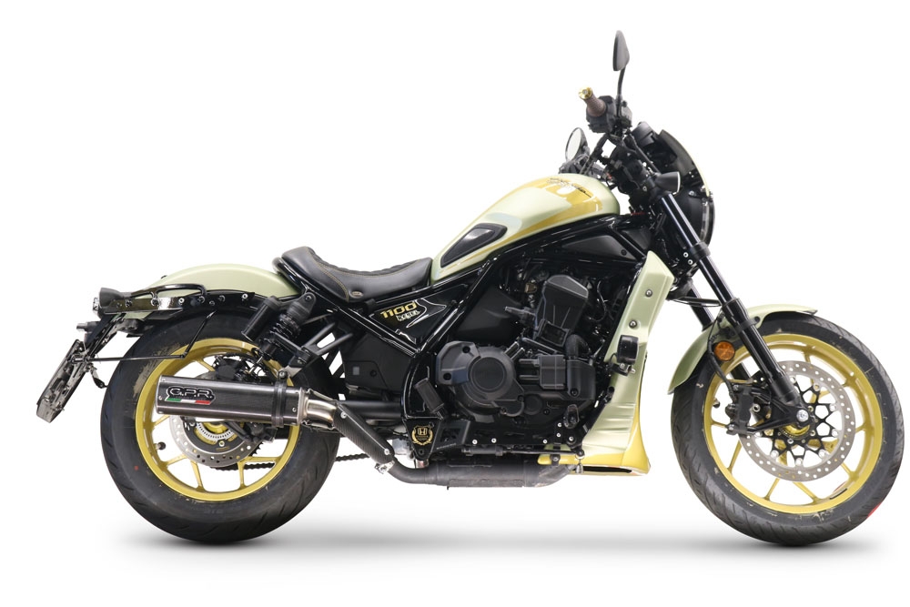Exhaust compatible with Honda Cmx 1100 Rebel 2021-2024, M3 Poppy , Homologated legal slip-on exhaust including removable db killer and link pipe