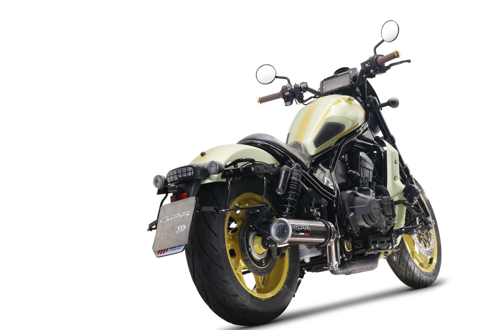 Exhaust compatible with Honda Cmx 1100 Rebel 2021-2024, M3 Poppy , Homologated legal slip-on exhaust including removable db killer and link pipe