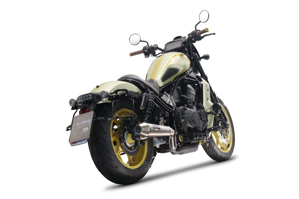 Exhaust compatible with Honda Cmx 1100 Rebel 2021-2024, Ultracone, Homologated legal slip-on exhaust including removable db killer and link pipe
