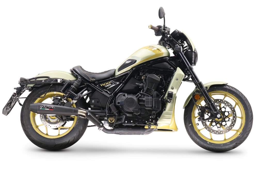 Exhaust compatible with Honda Cmx 1100 Rebel 2021-2024, Ultracone Nero, Homologated legal slip-on exhaust including removable db killer and link pipe
