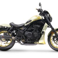 Exhaust compatible with Honda Cmx 1100 Rebel 2021-2024, Ultracone Nero, Homologated legal slip-on exhaust including removable db killer and link pipe