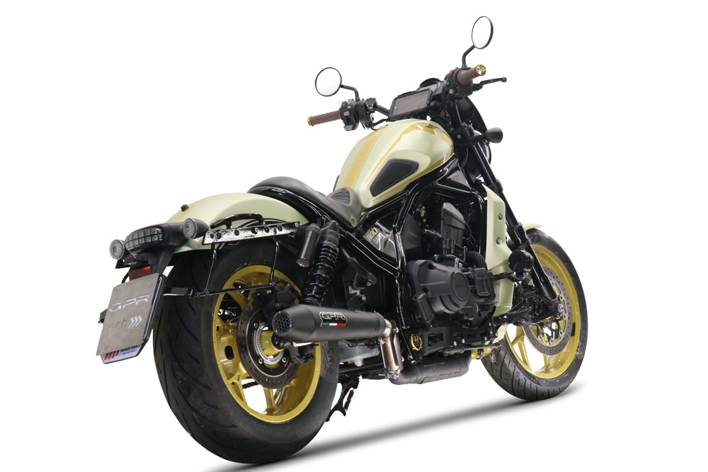 Exhaust compatible with Honda Cmx 1100 Rebel 2021-2024, Ultracone Nero, Homologated legal slip-on exhaust including removable db killer and link pipe