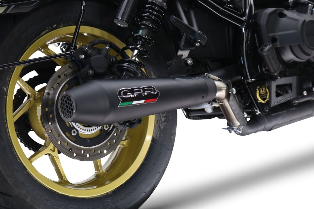 Exhaust compatible with Honda Cmx 1100 Rebel 2021-2024, Ultracone Nero, Homologated legal slip-on exhaust including removable db killer and link pipe