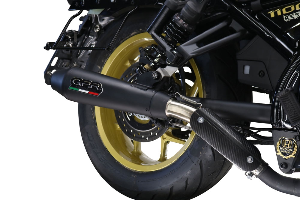 Exhaust compatible with Honda Cmx 1100 Rebel 2021-2024, Ultracone Nero, Homologated legal slip-on exhaust including removable db killer and link pipe