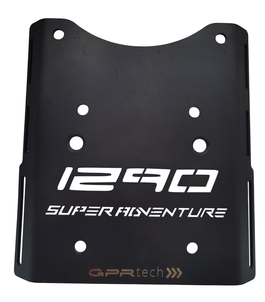 GPR TECH ile uyumlu  Ktm Lc 8 1290 Super Adventure R/S 2021/2024 e5 Zwart Placă de montare specifică pentru Top Case ALPITECH 55 LT compatibil cu portbagajul original, fabricat din oțel inoxidabil cu 4 puncte de ancorare