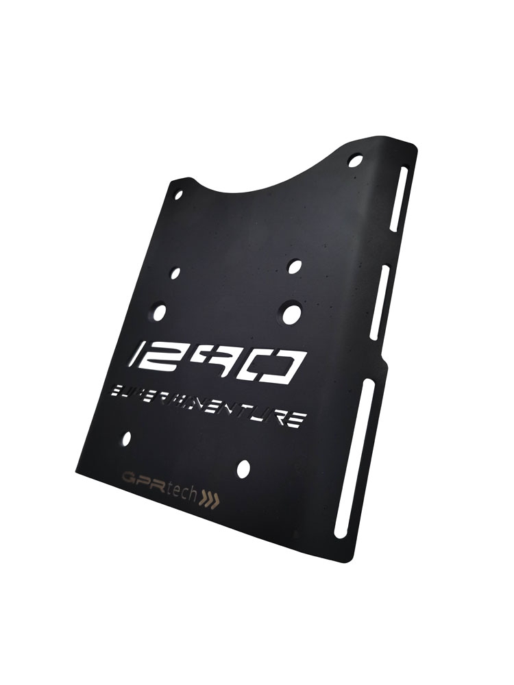 GPR TECH ile uyumlu  Ktm Lc 8 1290 Super Adventure R/S 2021/2024 e5 Zwart Placă de montare specifică pentru Top Case ALPITECH 55 LT compatibil cu portbagajul original, fabricat din oțel inoxidabil cu 4 puncte de ancorare