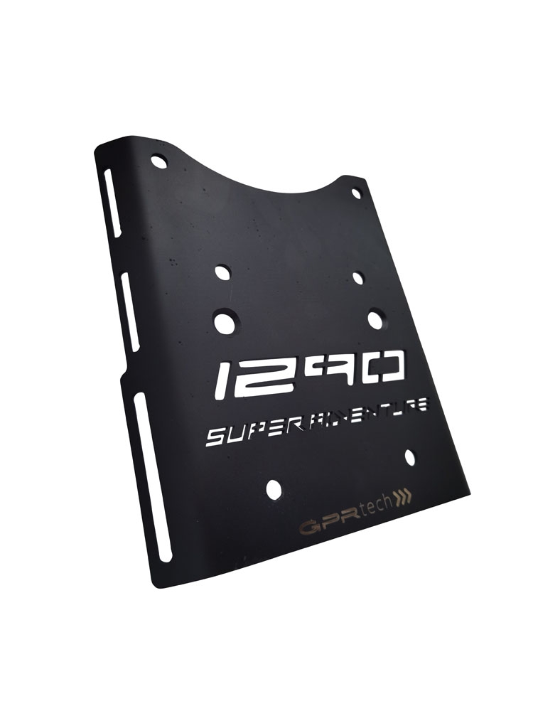 GPR TECH ile uyumlu  Ktm Lc 8 1290 Super Adventure R/S 2021/2024 e5 Zwart Placă de montare specifică pentru Top Case ALPITECH 55 LT compatibil cu portbagajul original, fabricat din oțel inoxidabil cu 4 puncte de ancorare