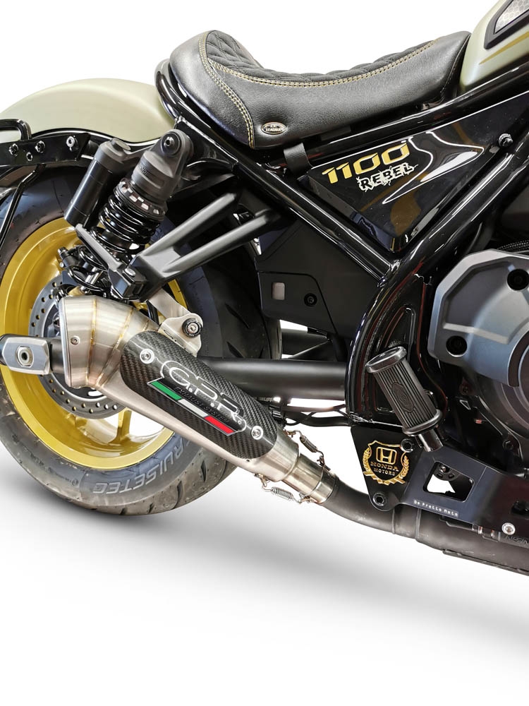 Esapament GPR compatibil cu Honda Cmx 1100 Rebel 2021 Evacuare slip-on omologata, inclusiv db killer detașabil și cot de legătură,Powercone Evo