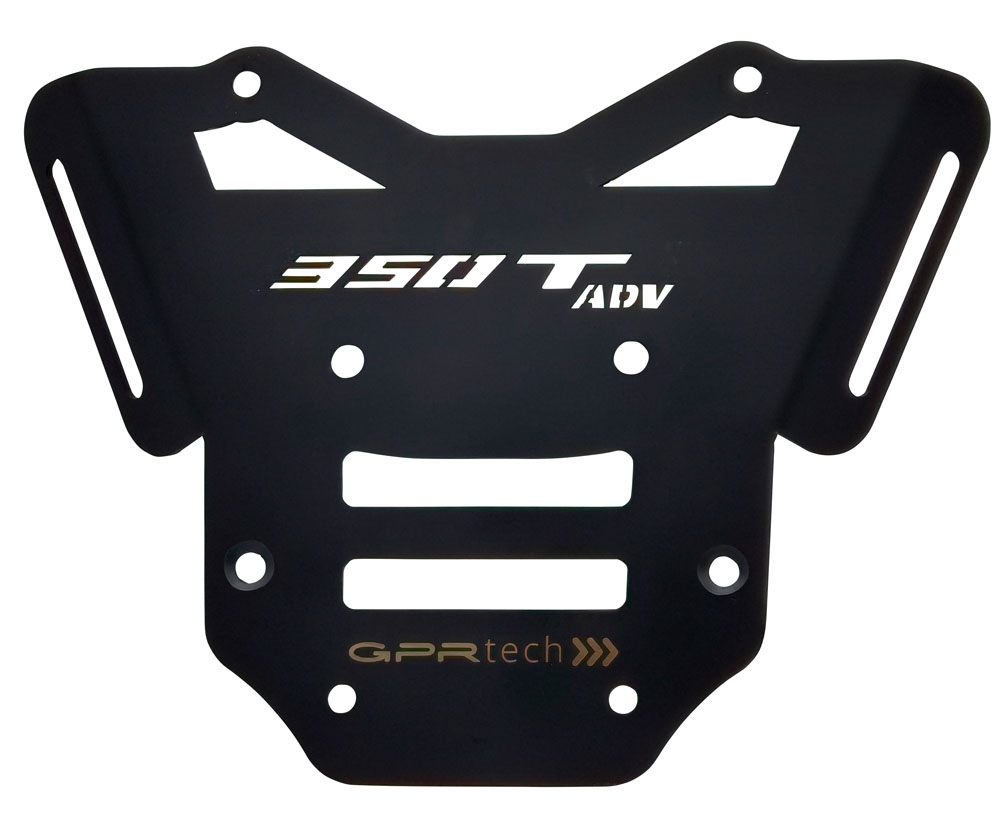 GPR TECH compatible with  Zontes 350 T2 ADV 2022/2024 e5 GPR TECH Specific fitting plate Top Case ALPITECH 55 LT compatible with original luggage rack,stainless steel made with 4 anchor points