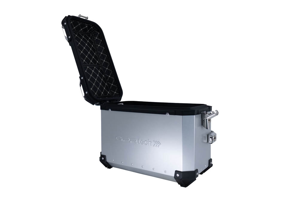 GPR TECH Uyumlu  BMW R 1300 GS Adventure 2023/2025 Zilver Pereche de cufere laterale din aluminiu, culoare argintie, cu suport specific pentru geantă Capacitate 38 litri + 38 litri.