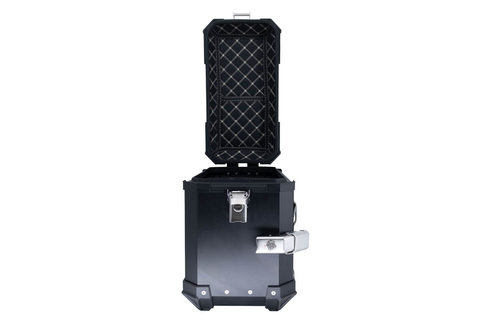 GPR TECH compatible with  Ktm SMT 890 2023/2024 e5 GPR TECH Pair of side cases aluminum made with contoured right side, black color with specific pannier holder Capacity 38 LT. + 32 LT.