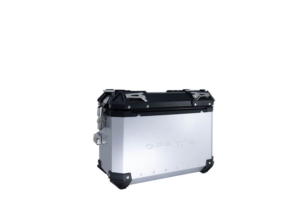 GPR TECH Uyumlu  Bmw F 800 Gs 2024/2025 e5 Zilver Pereche de cutii laterale din aluminiu cu partea dreaptă conturată, culoare argintie, cu suport specific pentru geantă Capacitate 38 litri + 32 litri.