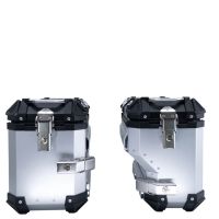 GPR TECH Uyumlu  Bmw F 800 Gs 2024/2025 e5 Zilver Pereche de cutii laterale din aluminiu cu partea dreaptă conturată, culoare argintie, cu suport specific pentru geantă Capacitate 38 litri + 32 litri.