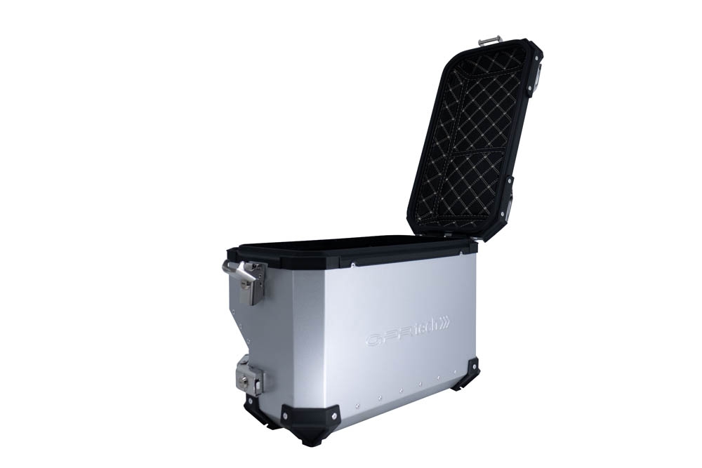 GPR TECH Uyumlu  Bmw F 800 Gs 2024/2025 e5 Zilver Pereche de cutii laterale din aluminiu cu partea dreaptă conturată, culoare argintie, cu suport specific pentru geantă Capacitate 38 litri + 32 litri.