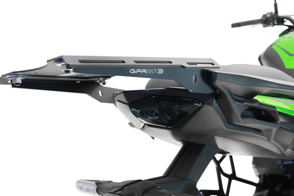 GPR TECH compatible with  Kawasaki Versys 650 2023/2024 e5 plus GPR TECH SPECIFIC PLATE IN TITANIUM TOP CASE-ALPITECH 35/55 LT compatible with original luggage rack,titanium made with 4 anchor points