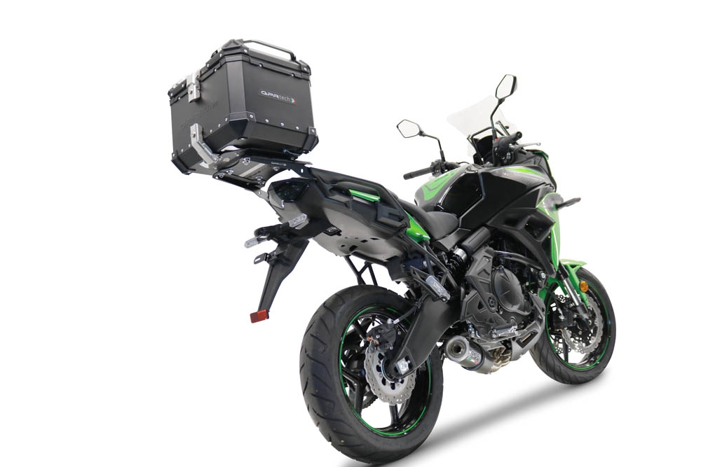 GPR TECH compatible with  Kawasaki Versys 650 2023/2024 e5 plus GPR TECH Top case in aluminum, black color with specific plate included Capacity 55 LT.
