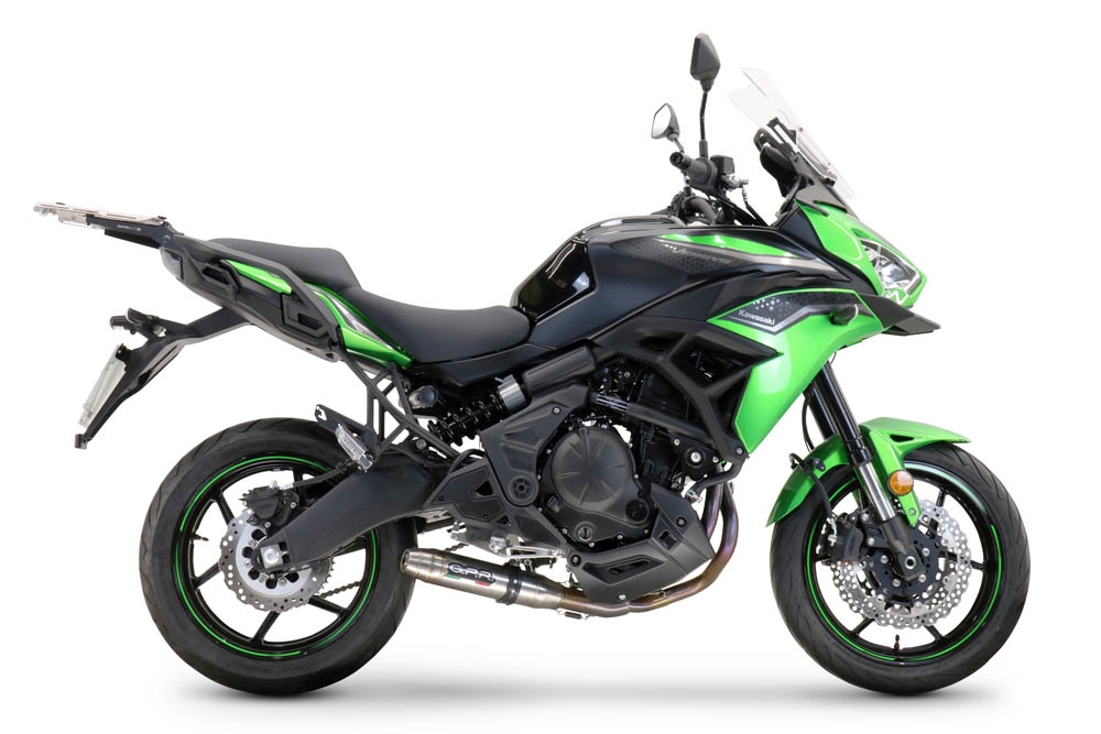 Esapament GPR compatibil cu Kawasaki Versys 650 2021 Sistem complet de evacuare Racing, inclusiv db killer detașabil,Deeptone Inox