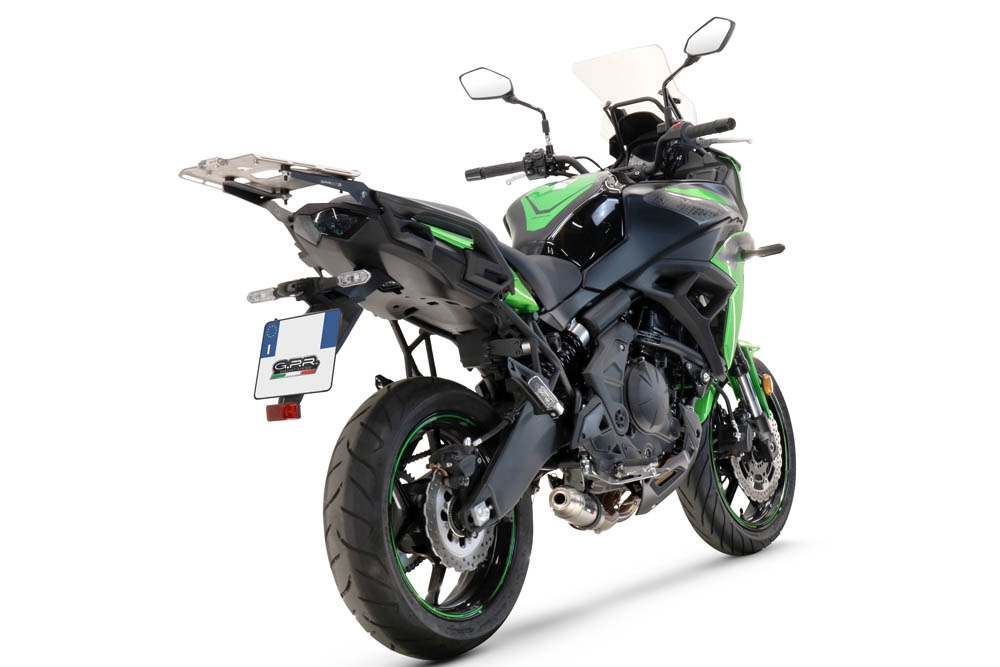 Esapament GPR compatibil cu Kawasaki Versys 650 2021 Sistem complet de evacuare Racing, inclusiv db killer detașabil,Deeptone Inox