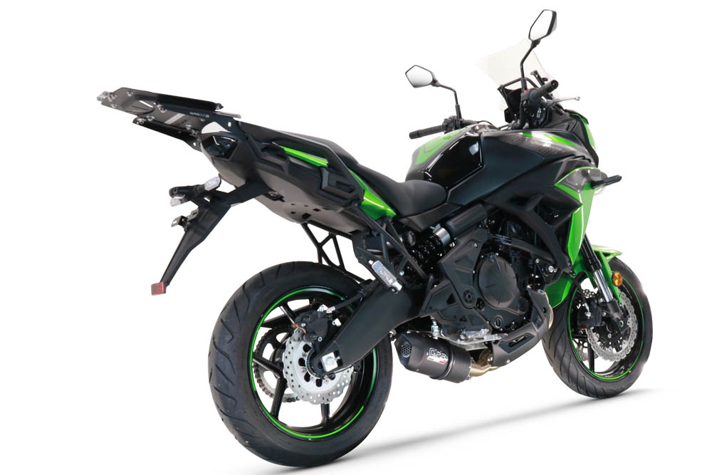 Exhaust compatible with Kawasaki Versys 650 2021-2022, Furore Nero, Homologated legal full system exhaust, including removable db killer and catalyst