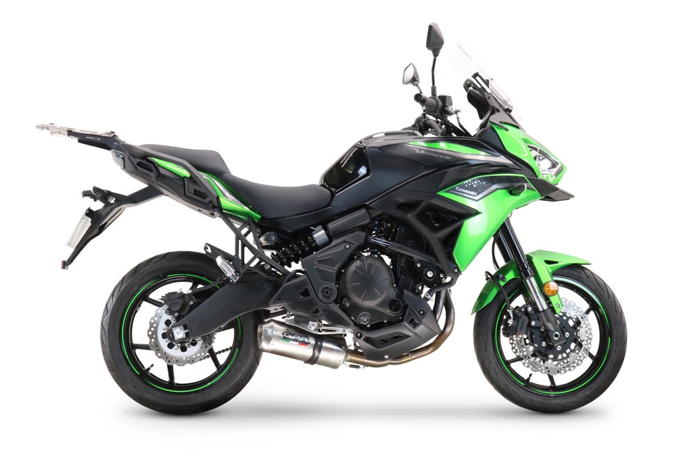 Esapament GPR compatibil cu Kawasaki Versys 650 2021 Sistem complet de evacuare legal omologat, inclusiv db killer și catalizator detașabil,Satinox