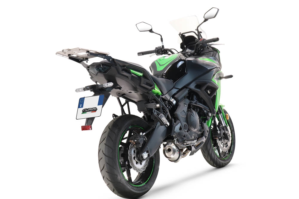 Esapament GPR compatibil cu Kawasaki Versys 650 2021 Sistem complet de evacuare legal omologat, inclusiv db killer și catalizator detașabil,Satinox