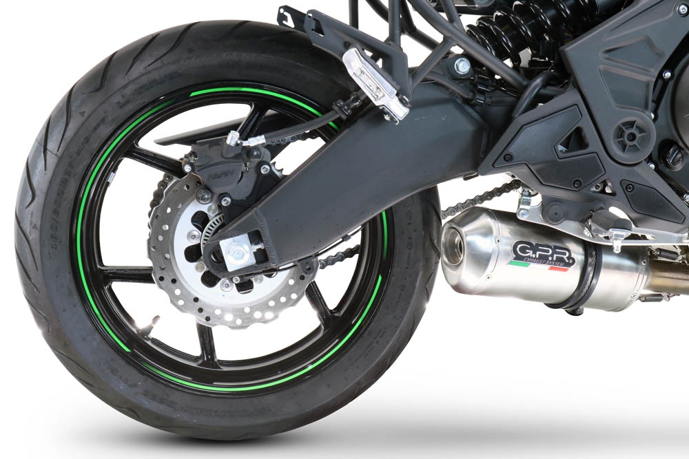 Esapament GPR compatibil cu Kawasaki Versys 650 2021 Sistem complet de evacuare legal omologat, inclusiv db killer și catalizator detașabil,Satinox