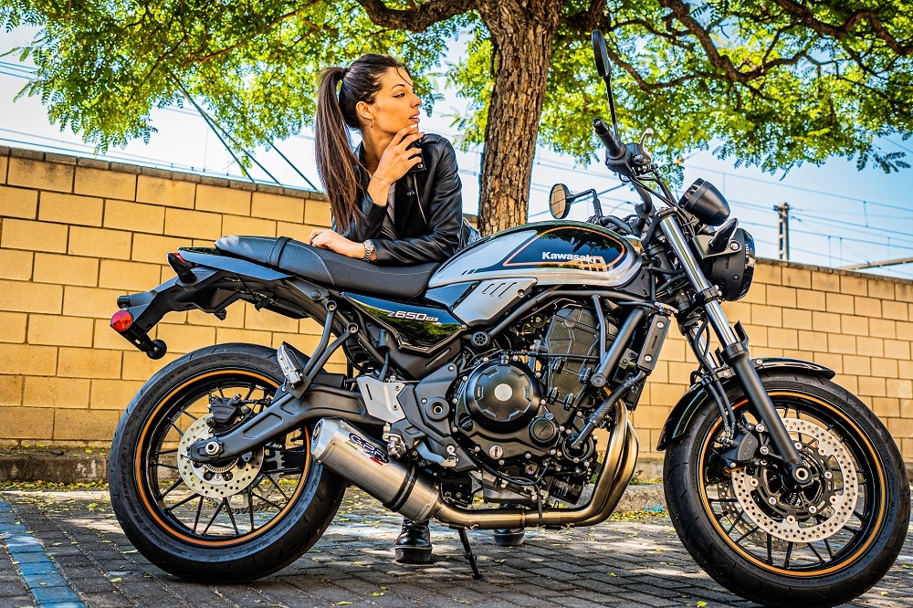 Exhaust compatible with Kawasaki Z 650 RS 2021-2023, Satinox, Homologated silencer for noise including full line,db killer and catalyst compliant for inspection