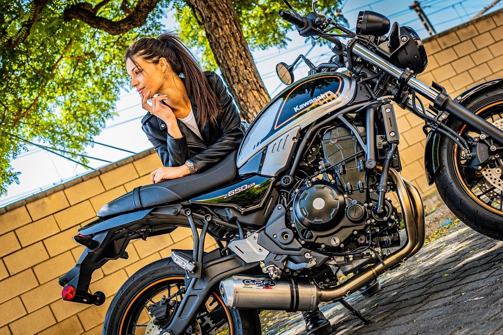 Exhaust compatible with Kawasaki Z 650 RS 2021-2023, Satinox, Homologated silencer for noise including full line,db killer and catalyst compliant for inspection